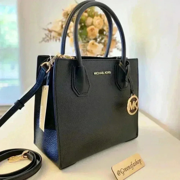 Michael Kors purse mercer Hope messenger crossbody bag black leather - Picture 3 of 10